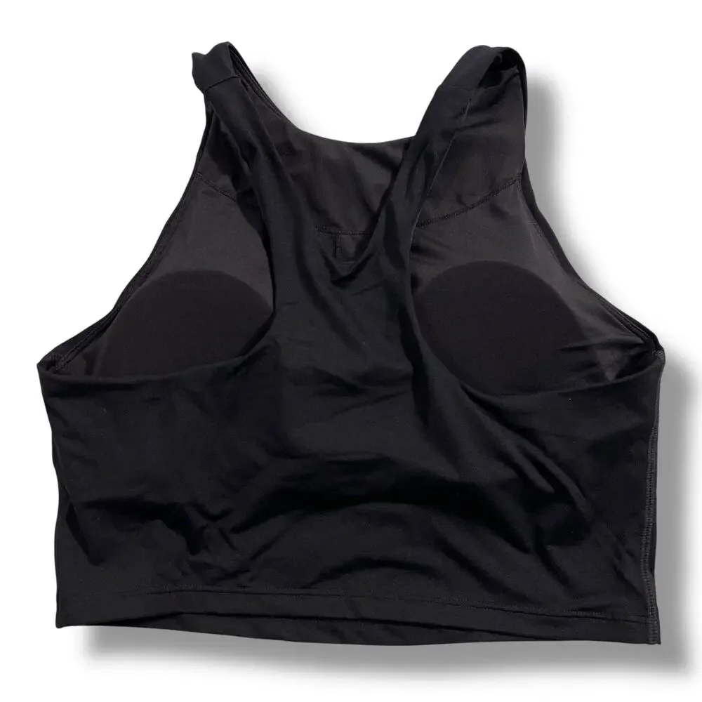 Athleta Womens Long Line Sports Bra Removable Pads Stretch Solid Black Small